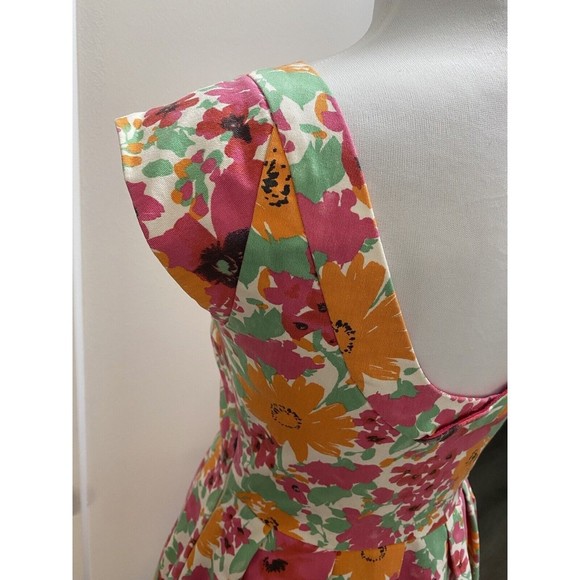 3/$30 Zara Mod 60s Floral Spring Easter Dress Fitted, Cap Sleeve - Picture 7 of 14